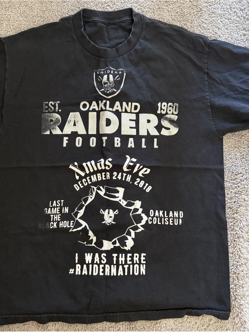 Oakland Raiders Black Graphic Tee - Raiders Football Sz m